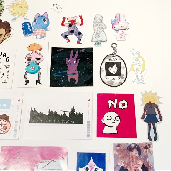 Lot of 37 Large Device and Scrapbooking Stickers Eccentric Anime Cartoon Unique - Picture 2 of 5